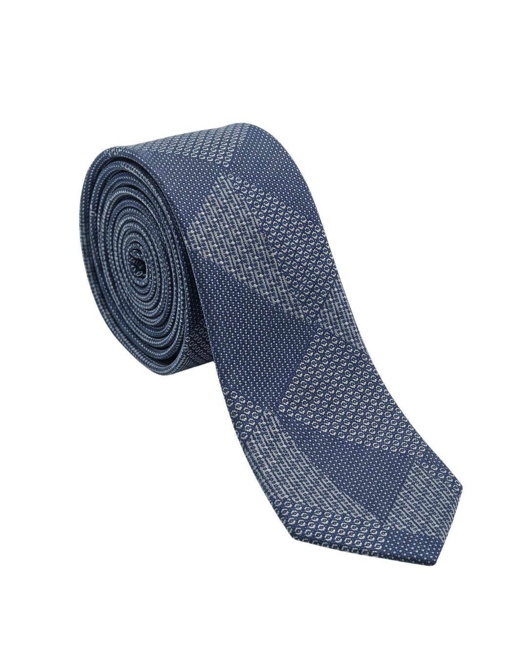 ARMANI COLLEZIONI Armani Collezioni Mens Navy Blue / Light Blue Patchwork Geometric Neck Tie