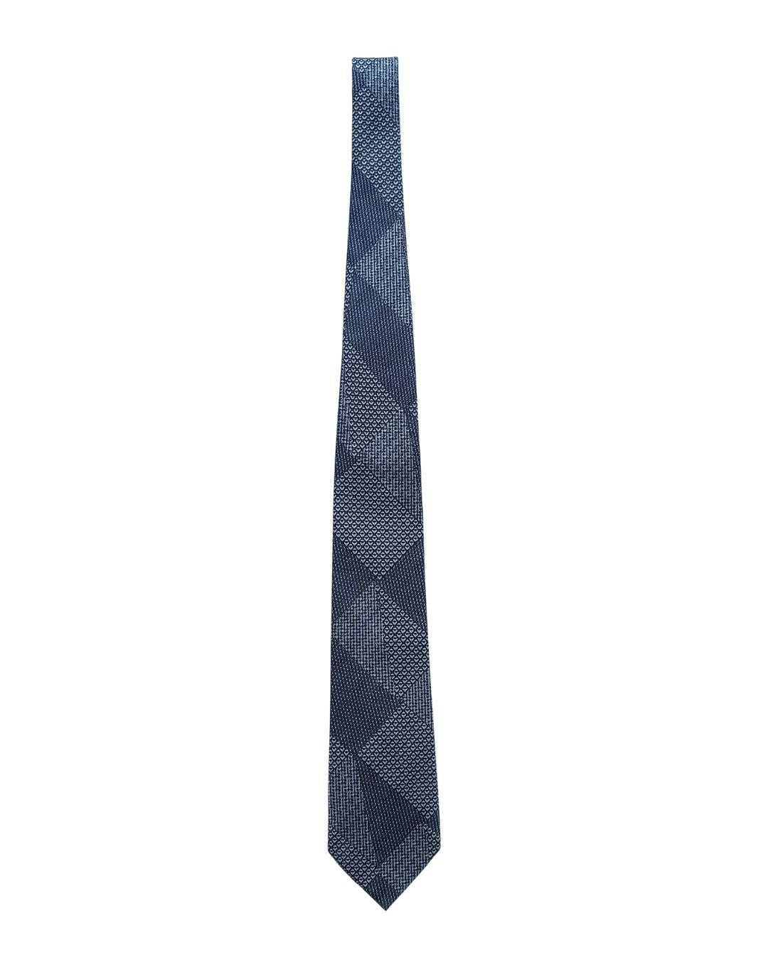ARMANI COLLEZIONI Armani Collezioni Mens Navy Blue / Light Blue Patchwork Geometric Neck Tie