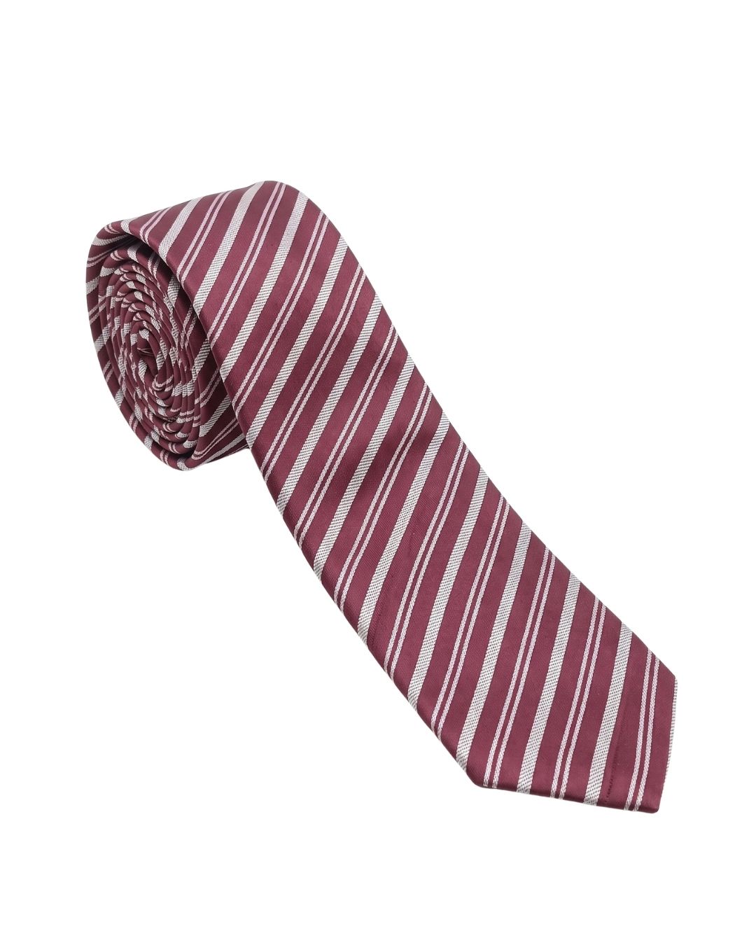 ARMANI COLLEZIONI Armani Collezione Mens Burgundy / White Diagonal Stripe Neck Tie