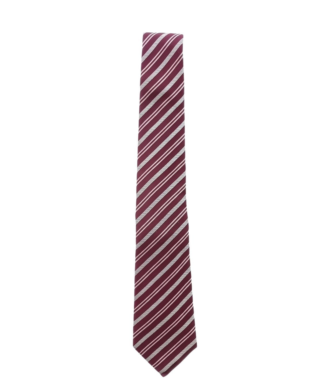 ARMANI COLLEZIONI Armani Collezione Mens Burgundy / White Diagonal Stripe Neck Tie