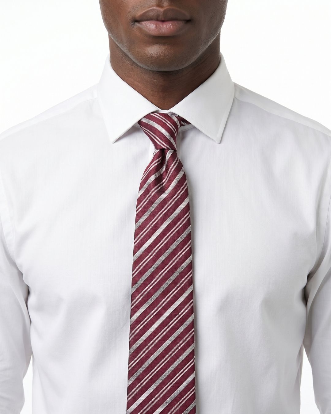 ARMANI COLLEZIONI Armani Collezione Mens Burgundy / White Diagonal Stripe Neck Tie