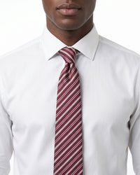 ARMANI COLLEZIONI Armani Collezione Mens Burgundy / White Diagonal Stripe Neck Tie