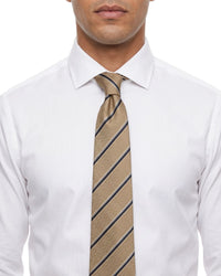 ARMANI COLLEZIONI Armani Collezioni Mens Tan / Navy Diagonal Stripe Silk Neck Tie