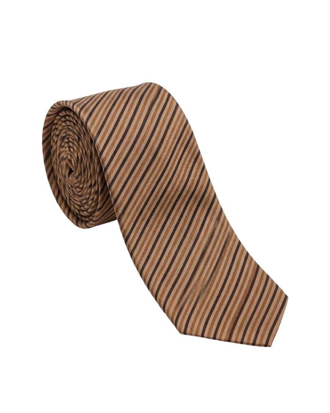 ARMANI COLLEZIONI Armani Collezioni Mens Brown / Black Fine Vertical Stripe Neck Tie