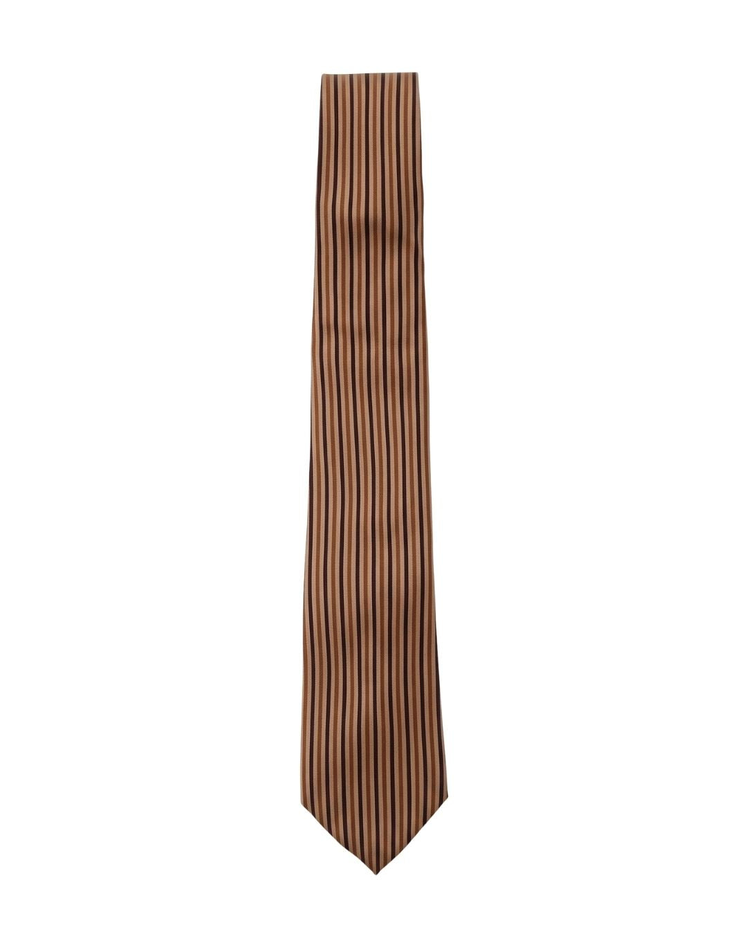 ARMANI COLLEZIONI Armani Collezioni Mens Brown / Black Fine Vertical Stripe Neck Tie