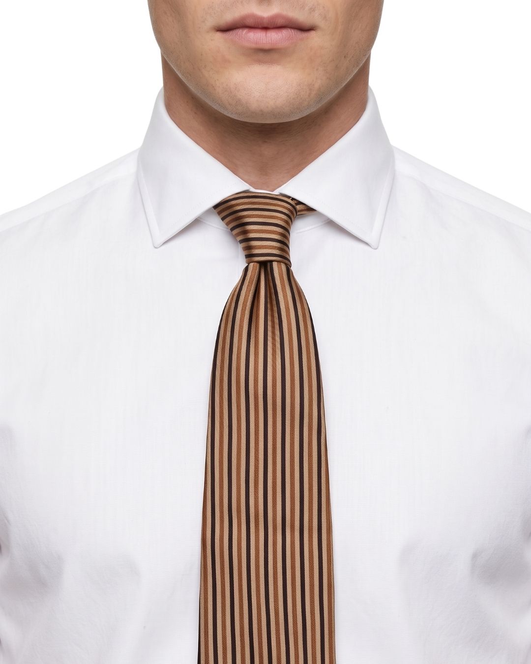 ARMANI COLLEZIONI Armani Collezioni Mens Brown / Black Fine Vertical Stripe Neck Tie