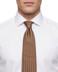 ARMANI COLLEZIONI Armani Collezioni Mens Brown / Black Fine Vertical Stripe Neck Tie