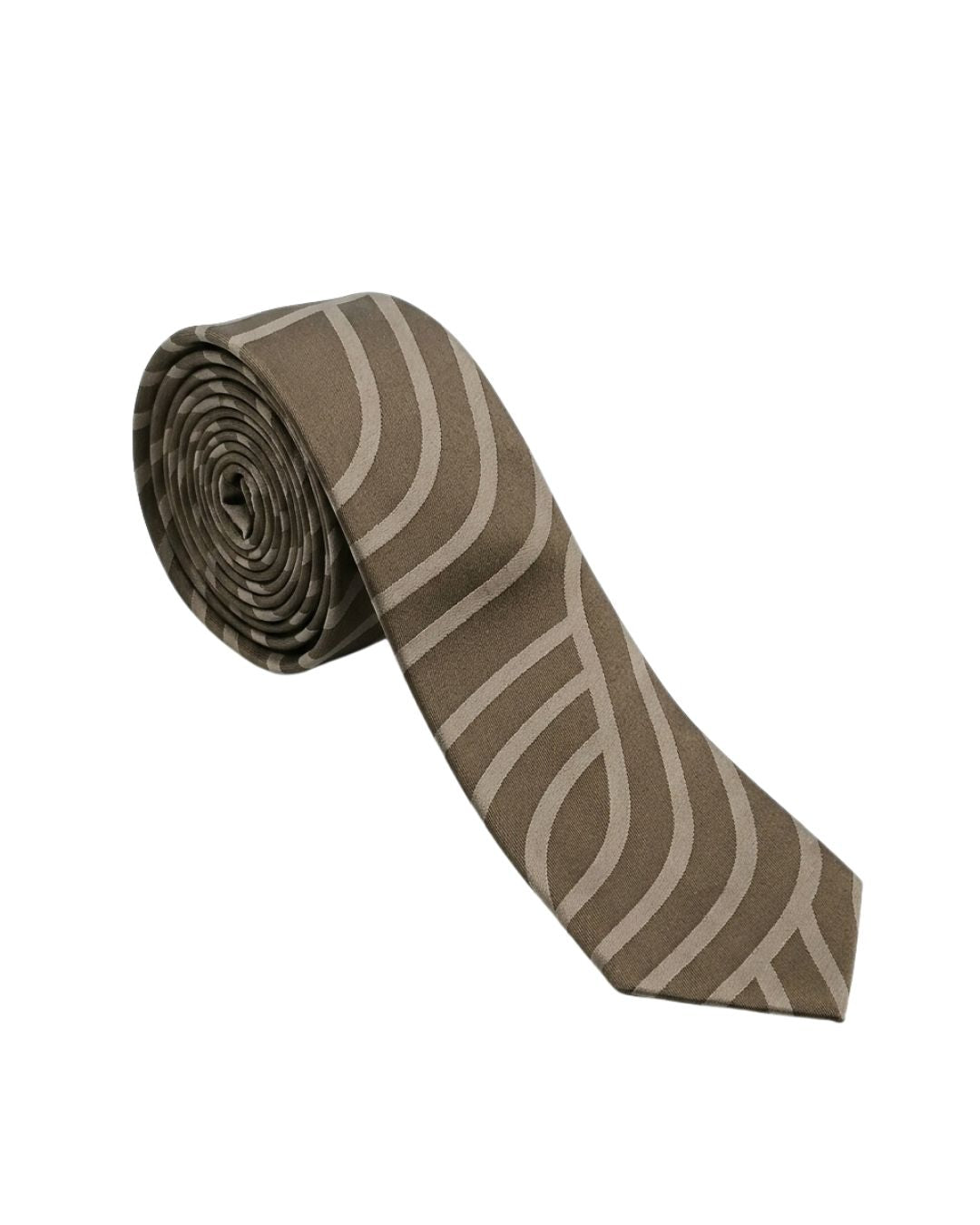 Armani Collezioni Mens Taupe / Beige Curved Geometric Neck Tie
