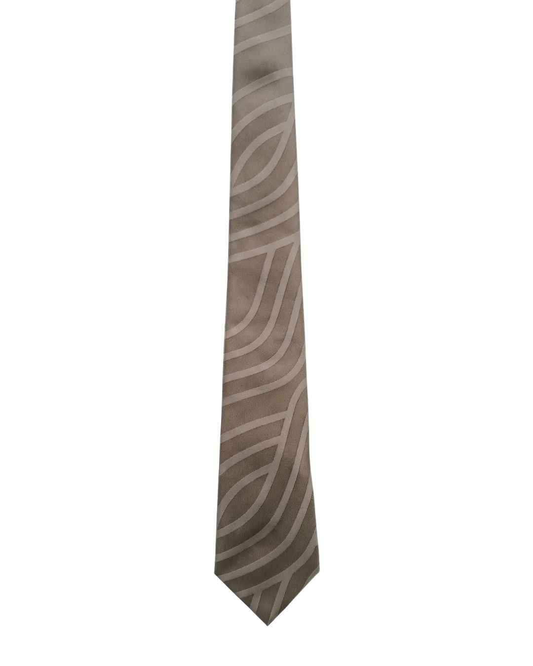 Armani Collezioni Mens Taupe / Beige Curved Geometric Neck Tie
