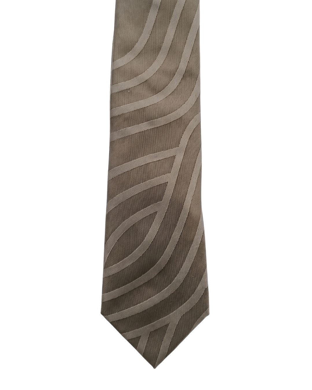 Armani Collezioni Mens Taupe / Beige Curved Geometric Neck Tie