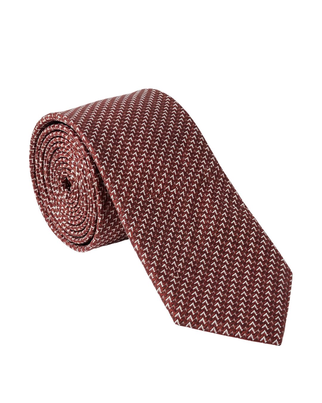 Armani Collezioni Mens Rust Orange Micro Geometric Silk Neck Tie