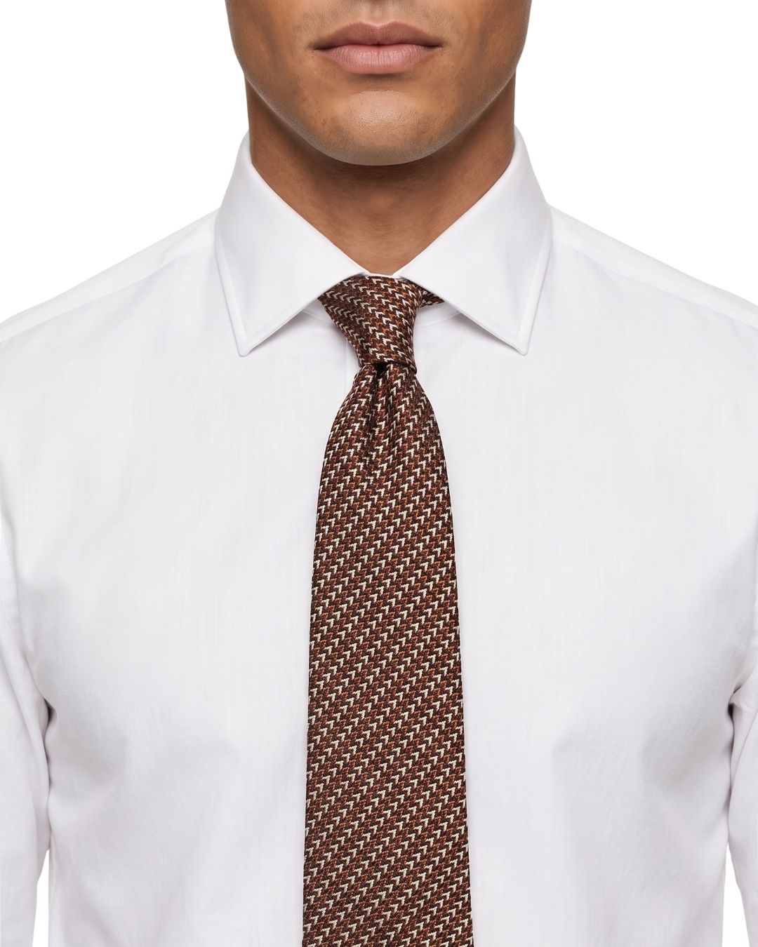 Armani Collezioni Mens Rust Orange Micro Geometric Silk Neck Tie