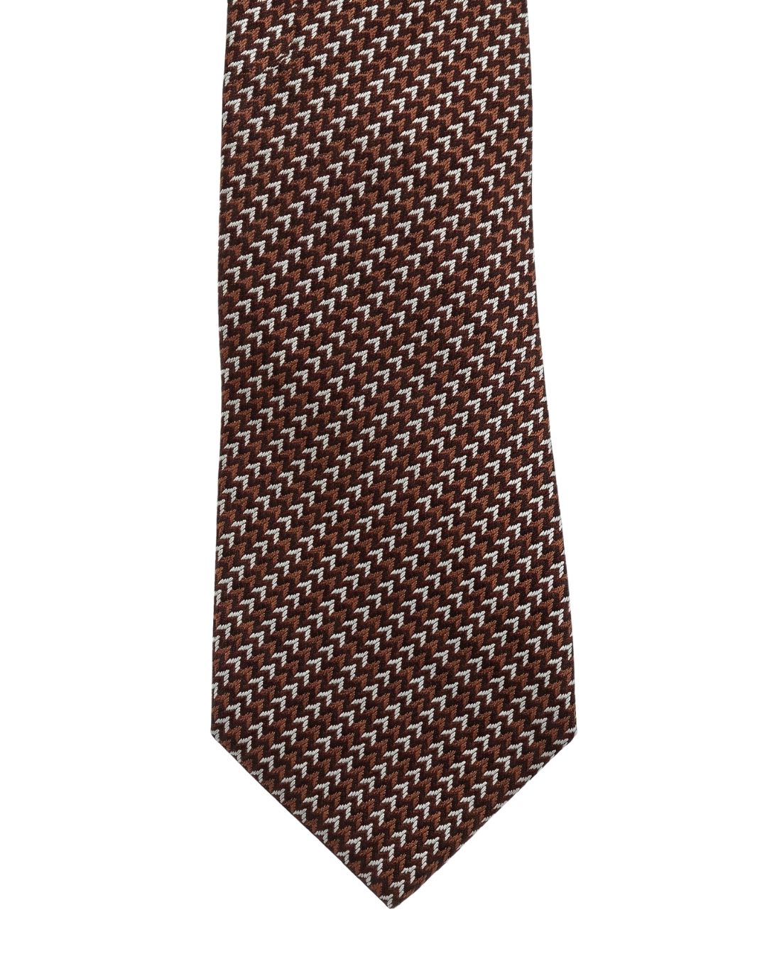 Armani Collezioni Mens Rust Orange Micro Geometric Silk Neck Tie