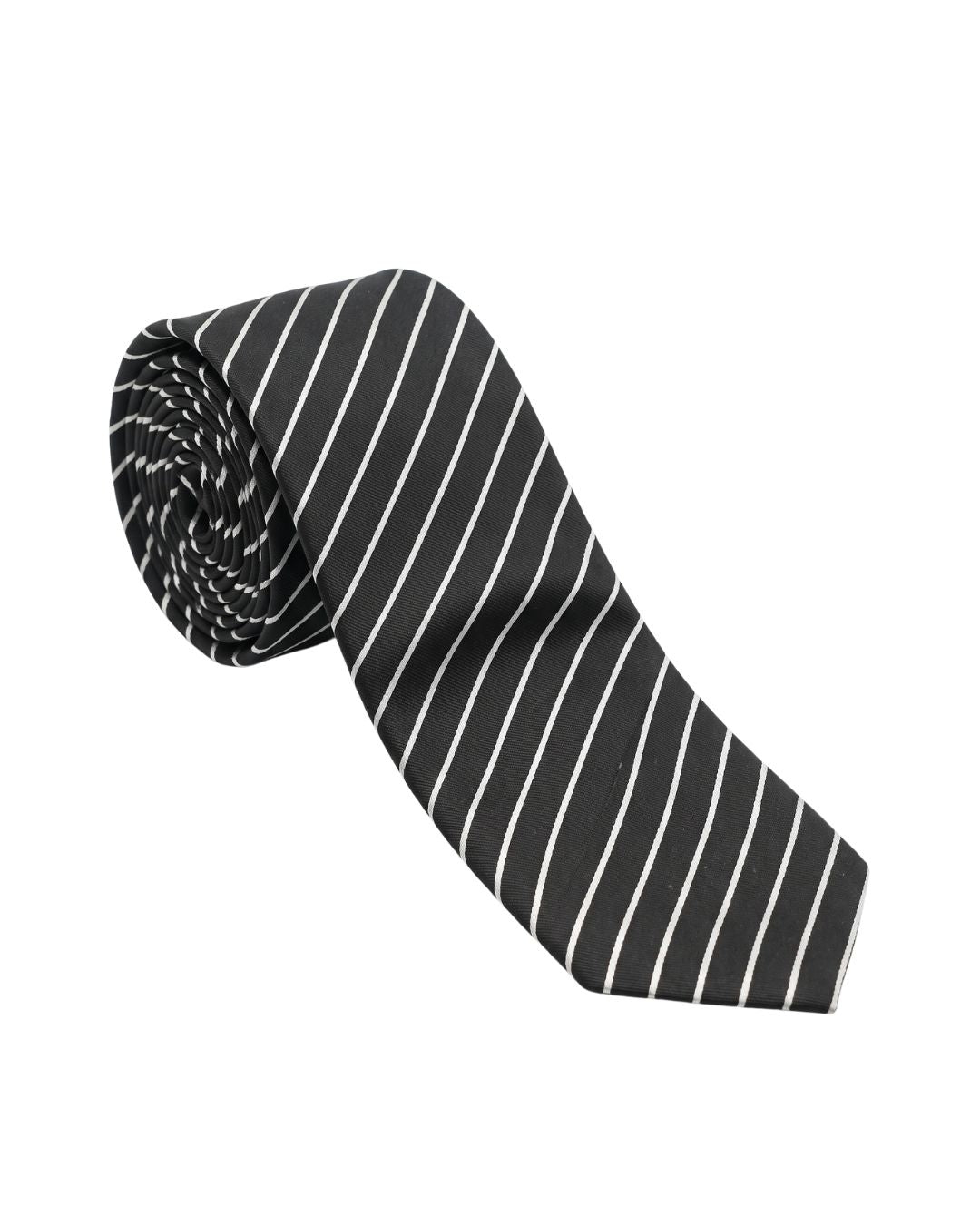 ARMANI COLLEZIONI Armani Collezione Mens Black / White Diagonal Stripe Neck Tie