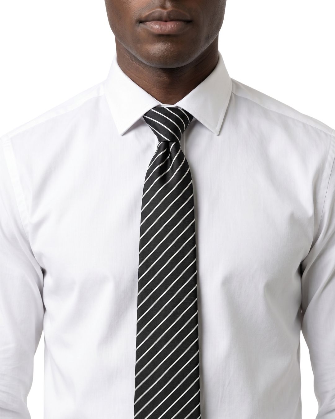 ARMANI COLLEZIONI Armani Collezione Mens Black / White Diagonal Stripe Neck Tie