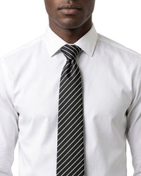 ARMANI COLLEZIONI Armani Collezione Mens Black / White Diagonal Stripe Neck Tie