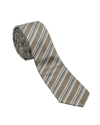 Armani Collezioni Mens Taupe / White / Black Diagonal Stripe Neck Tie