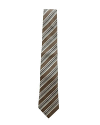 Armani Collezioni Mens Taupe / White / Black Diagonal Stripe Neck Tie