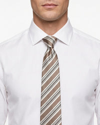 Armani Collezioni Mens Taupe / White / Black Diagonal Stripe Neck Tie