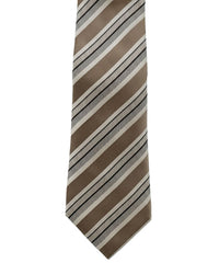 Armani Collezioni Mens Taupe / White / Black Diagonal Stripe Neck Tie