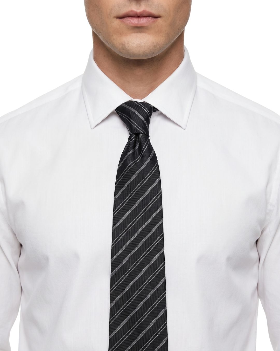 ARMANI COLLEZIONI Armani Collezione Mens Black / Gray Diagonal Stripe Neck Tie