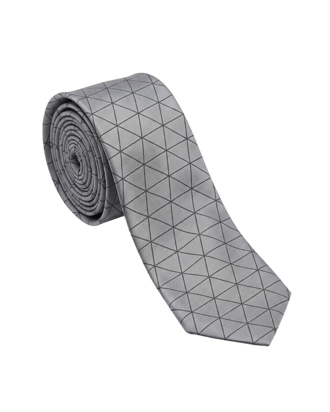 ARMANI COLLEZIONI Armani Collezione Mens Silver Gray / Black Triangle Geometric Neck Tie