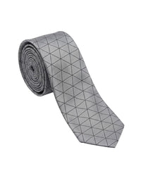ARMANI COLLEZIONI Armani Collezione Mens Silver Gray / Black Triangle Geometric Neck Tie