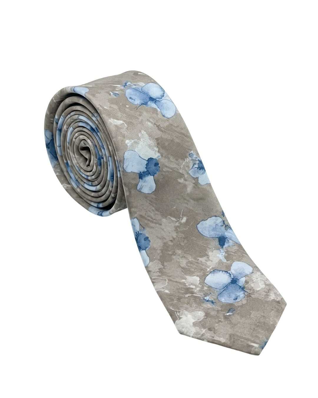 ARMANI COLLEZIONI Armani Collezioni Mens Taupe / Blue Watercolor Floral Neck Tie