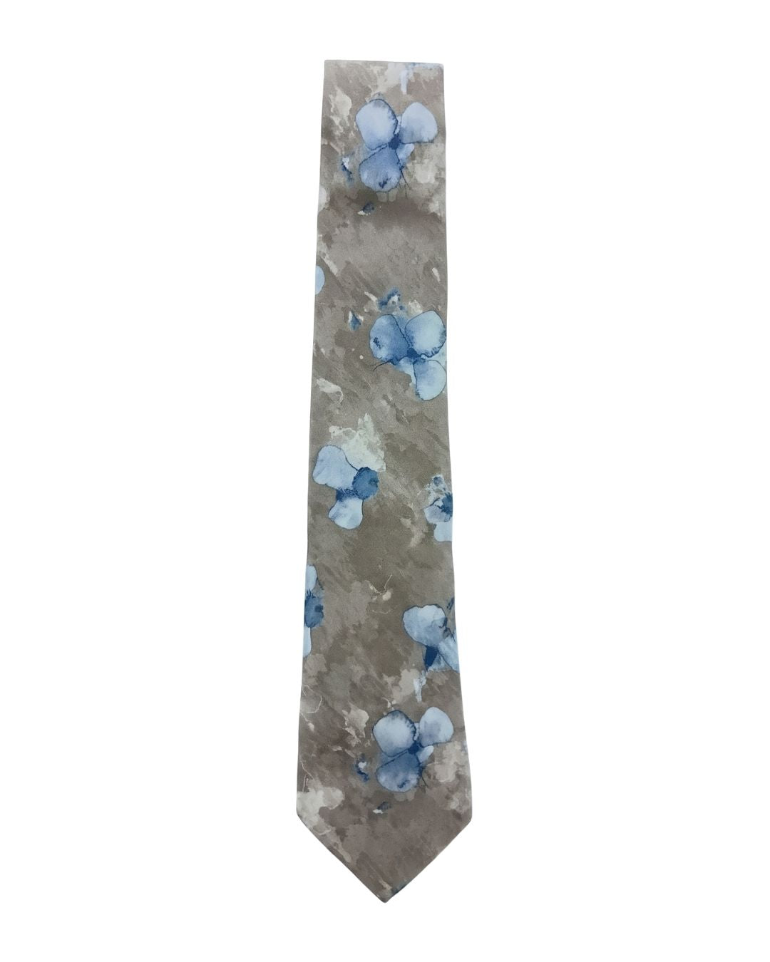 ARMANI COLLEZIONI Armani Collezioni Mens Taupe / Blue Watercolor Floral Neck Tie