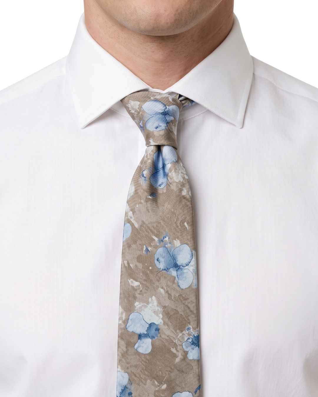 ARMANI COLLEZIONI Armani Collezioni Mens Taupe / Blue Watercolor Floral Neck Tie