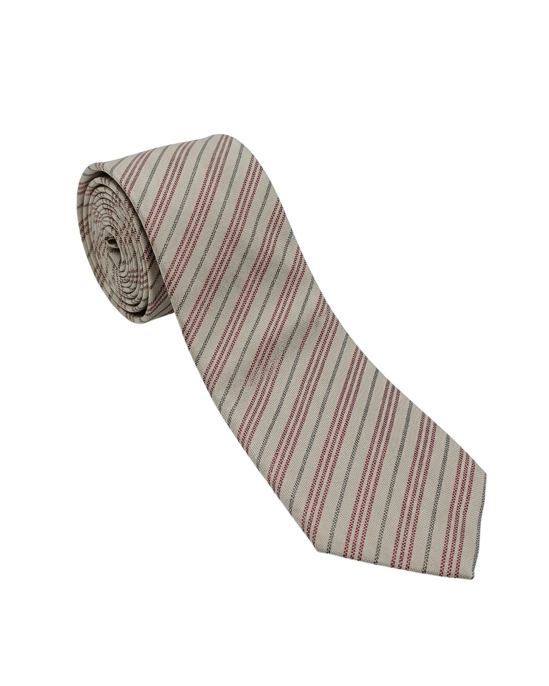 ARMANI COLLEZIONI Armani Collezione Mens Beige / Burgundy / Gray Diagonal Stripe Neck Tie
