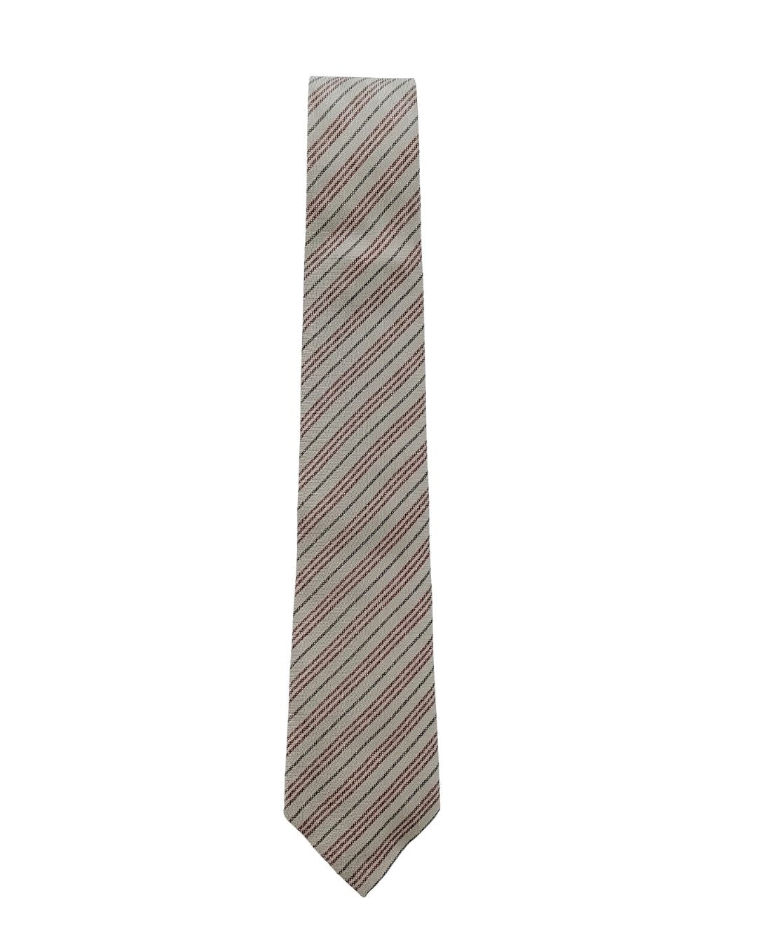ARMANI COLLEZIONI Armani Collezione Mens Beige / Burgundy / Gray Diagonal Stripe Neck Tie