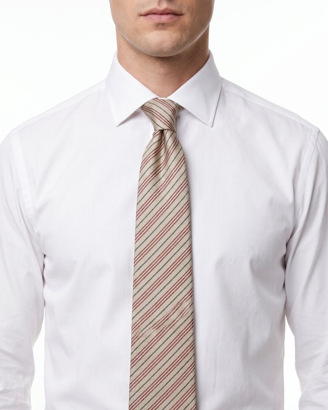 ARMANI COLLEZIONI Armani Collezione Mens Beige / Burgundy / Gray Diagonal Stripe Neck Tie