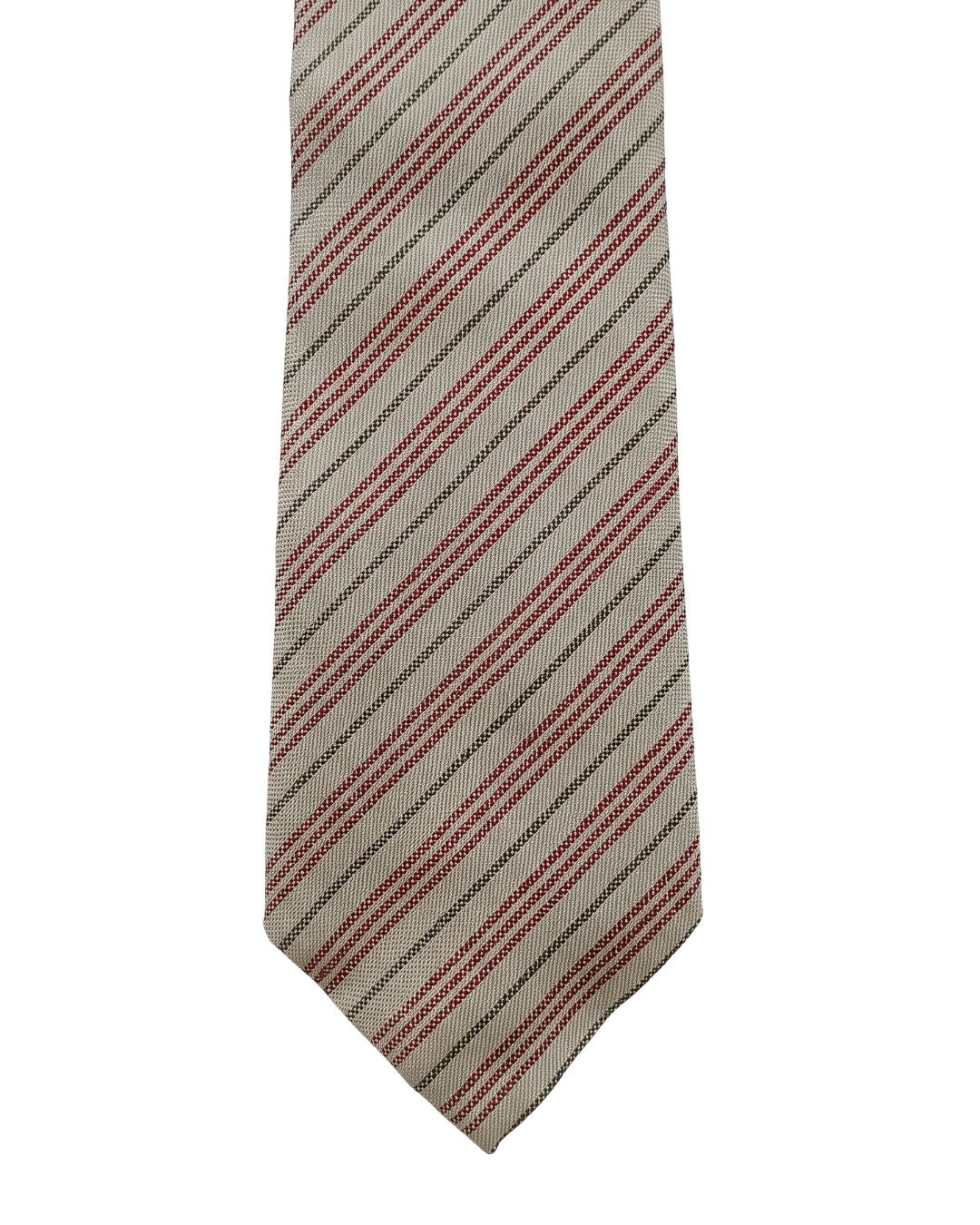 ARMANI COLLEZIONI Armani Collezione Mens Beige / Burgundy / Gray Diagonal Stripe Neck Tie
