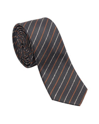 ARMANI COLLEZIONI Armani Collezioni Mens Charcoal / Orange Diagonal Stripe Silk Neck Tie