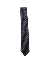 ARMANI COLLEZIONI Armani Collezioni Mens Charcoal / Orange Diagonal Stripe Silk Neck Tie