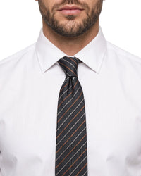 ARMANI COLLEZIONI Armani Collezioni Mens Charcoal / Orange Diagonal Stripe Silk Neck Tie