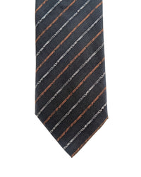 ARMANI COLLEZIONI Armani Collezioni Mens Charcoal / Orange Diagonal Stripe Silk Neck Tie