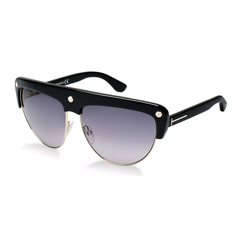 Tom Ford Geometric Full Rim, with a Shiny Black frame and Smoke Gradient lens. Black