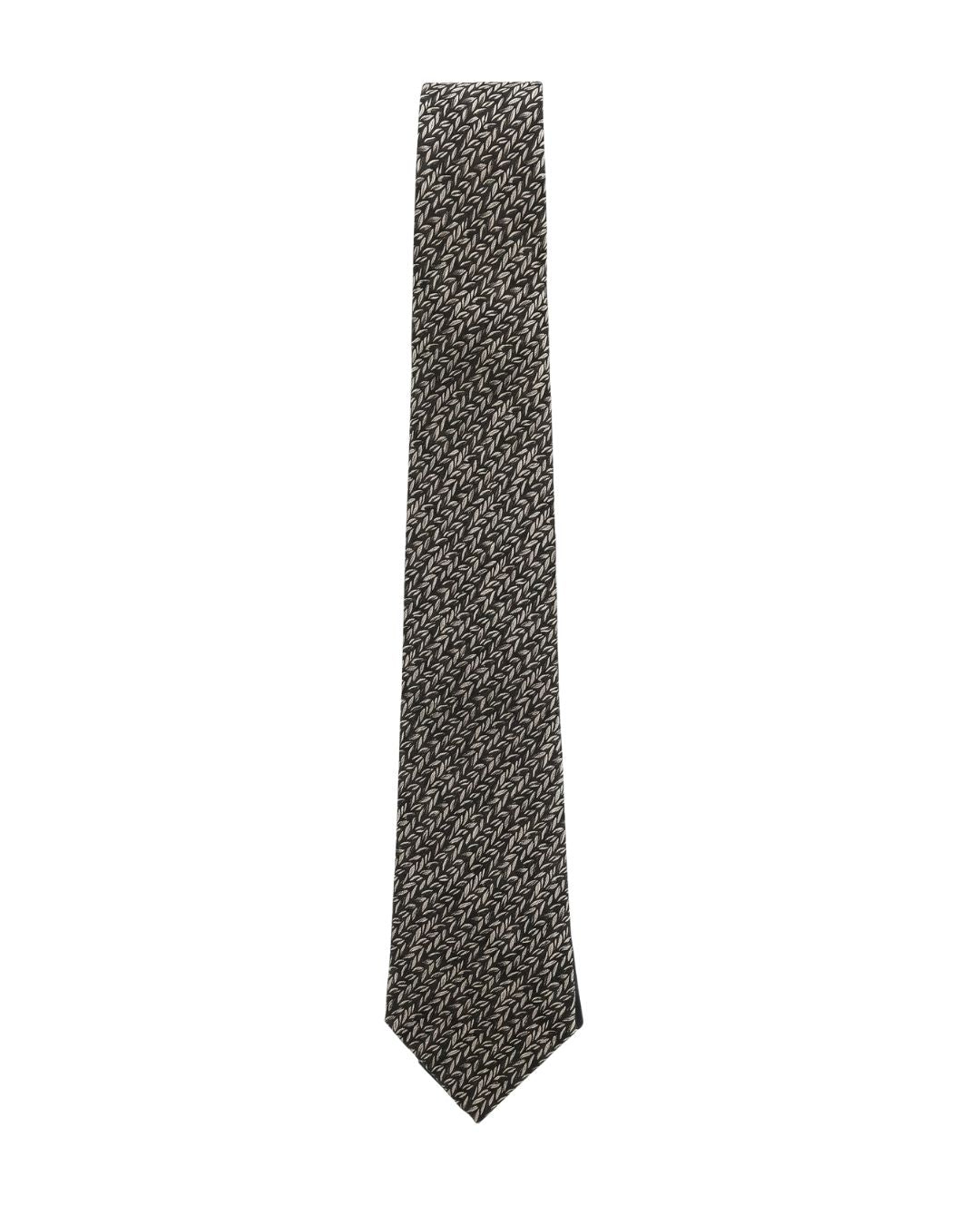Armani Collezioni Mens Black / Gray Micro Leaf Geometric Neck Tie