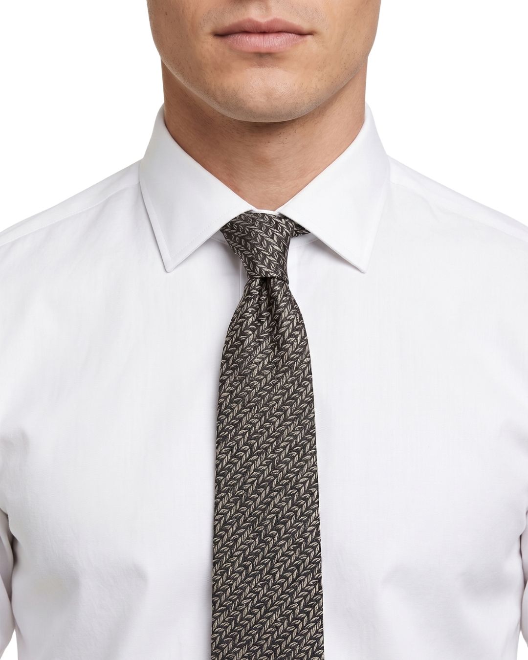 Armani Collezioni Mens Black / Gray Micro Leaf Geometric Neck Tie