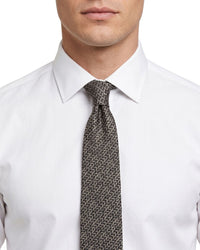 Armani Collezioni Mens Black / Gray Micro Leaf Geometric Neck Tie