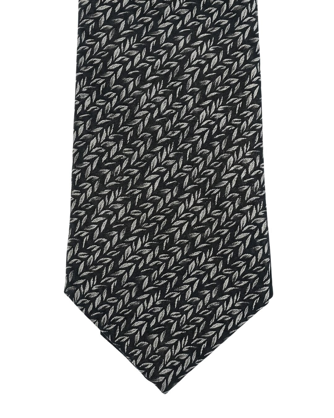 Armani Collezioni Mens Black / Gray Micro Leaf Geometric Neck Tie