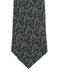 Armani Collezioni Mens Black / Gray Micro Leaf Geometric Neck Tie