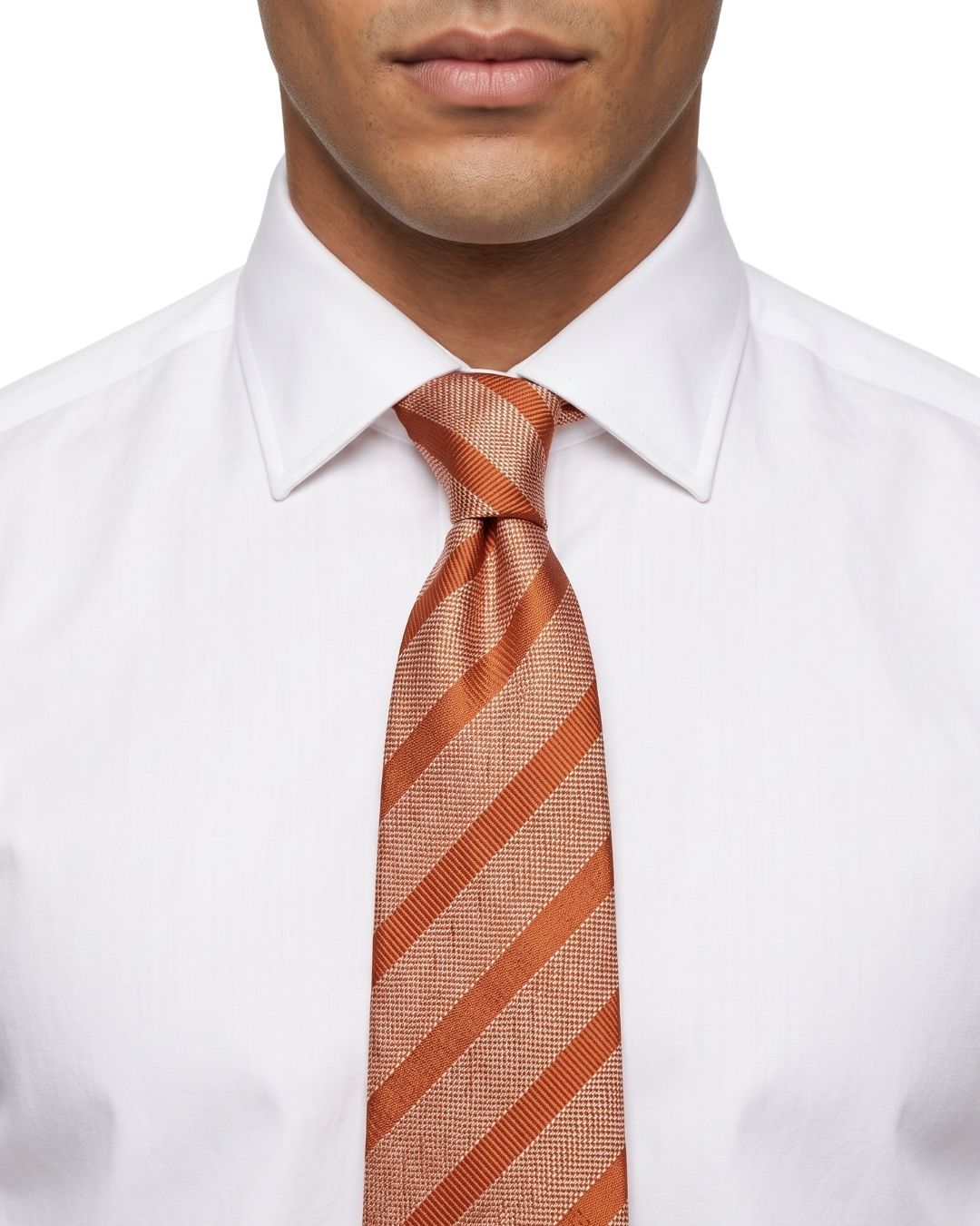 ARMANI COLLEZIONI Armani Collezioni Mens Orange Diagonal Stripe Silk Neck Tie
