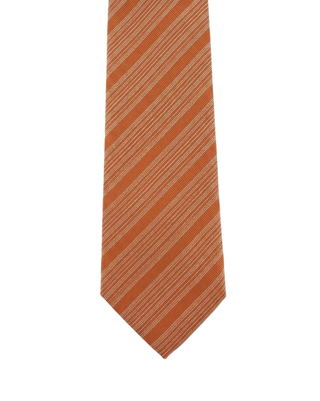 ARMANI COLLEZIONI Armani Collezioni Mens Orange Diagonal Stripe Silk Neck Tie