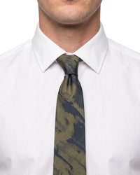 ARMANI COLLEZIONI Armani Collezioni Mens Olive Green / Black Abstract Print Neck Tie