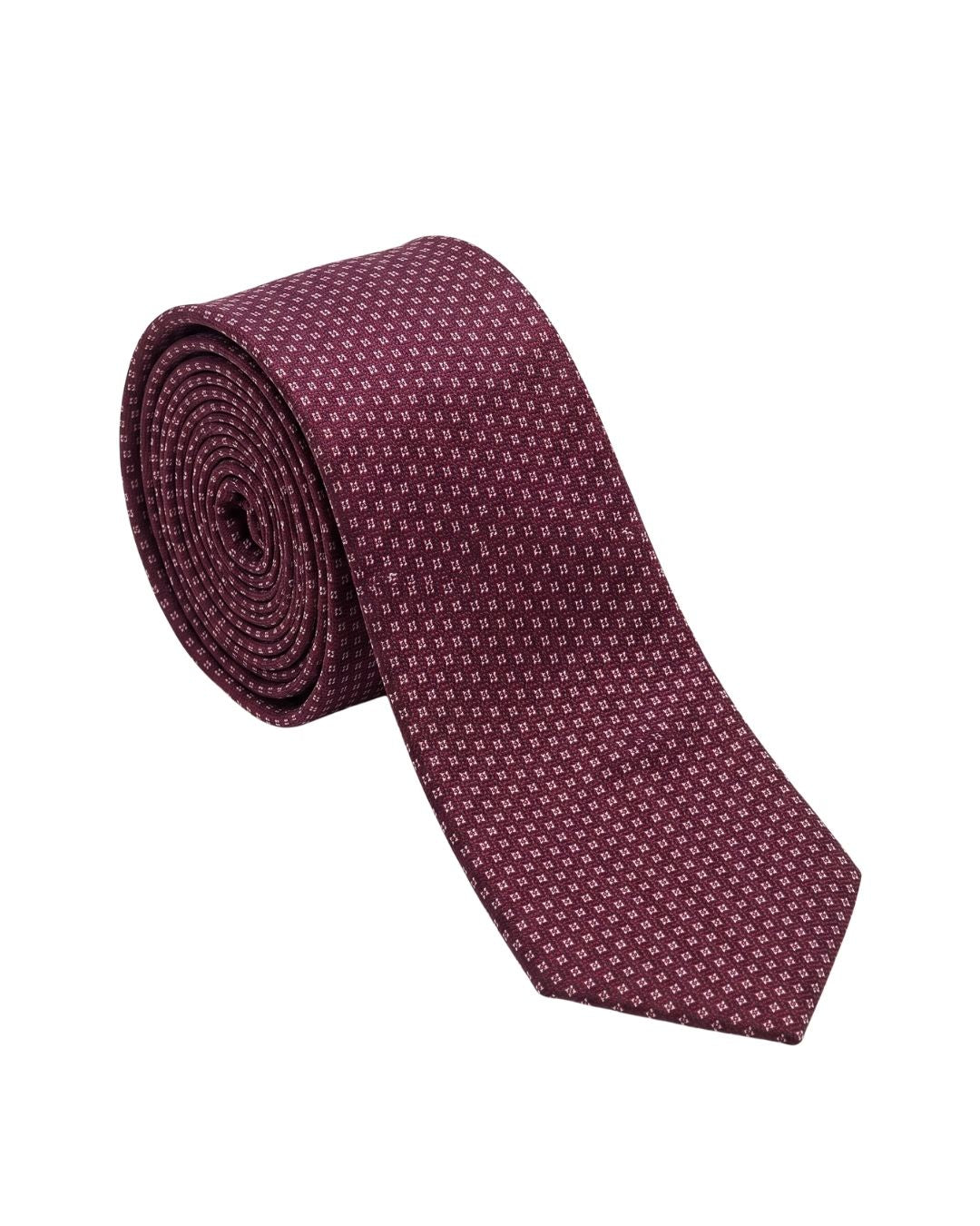 ARMANI COLLEZIONI Armani Collezioni Mens Burgundy / White Micro Dot Silk Neck Tie