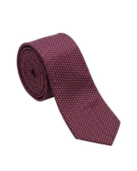 ARMANI COLLEZIONI Armani Collezioni Mens Burgundy / White Micro Dot Silk Neck Tie