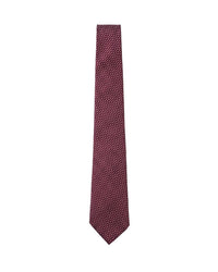 ARMANI COLLEZIONI Armani Collezioni Mens Burgundy / White Micro Dot Silk Neck Tie